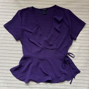 purple wrap top blouse